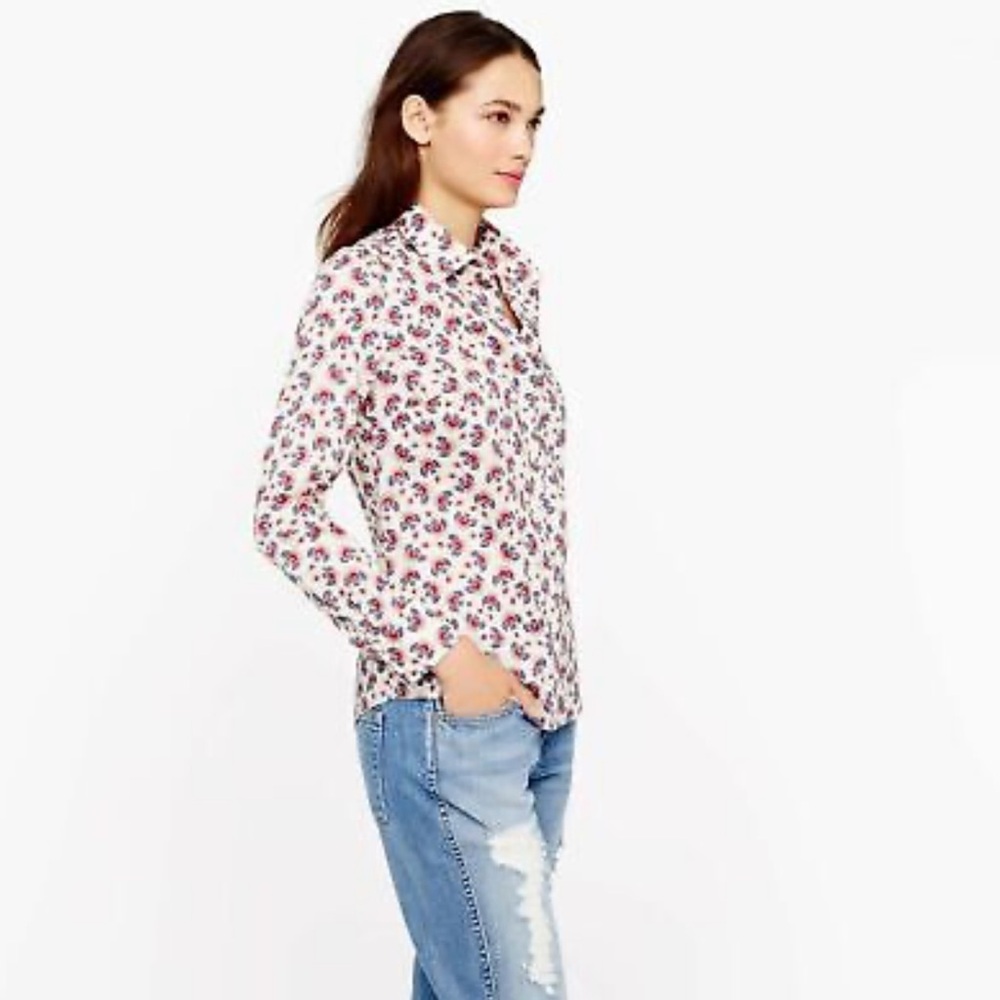 J. Crew Perfect Shirt In Papaya Paisley Beige Size 8